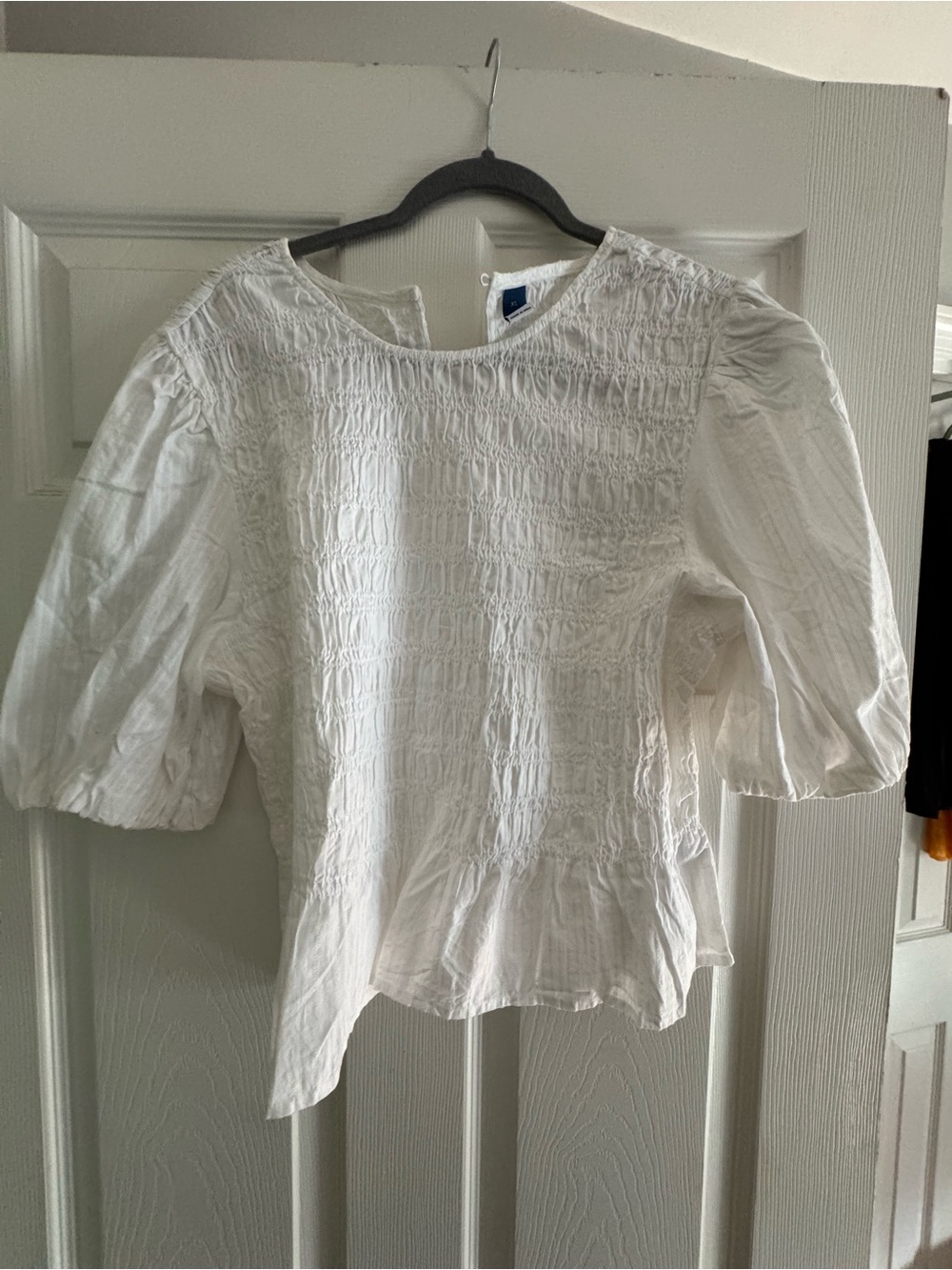 Old Navy White Smocked Puff Sleeve Blouse